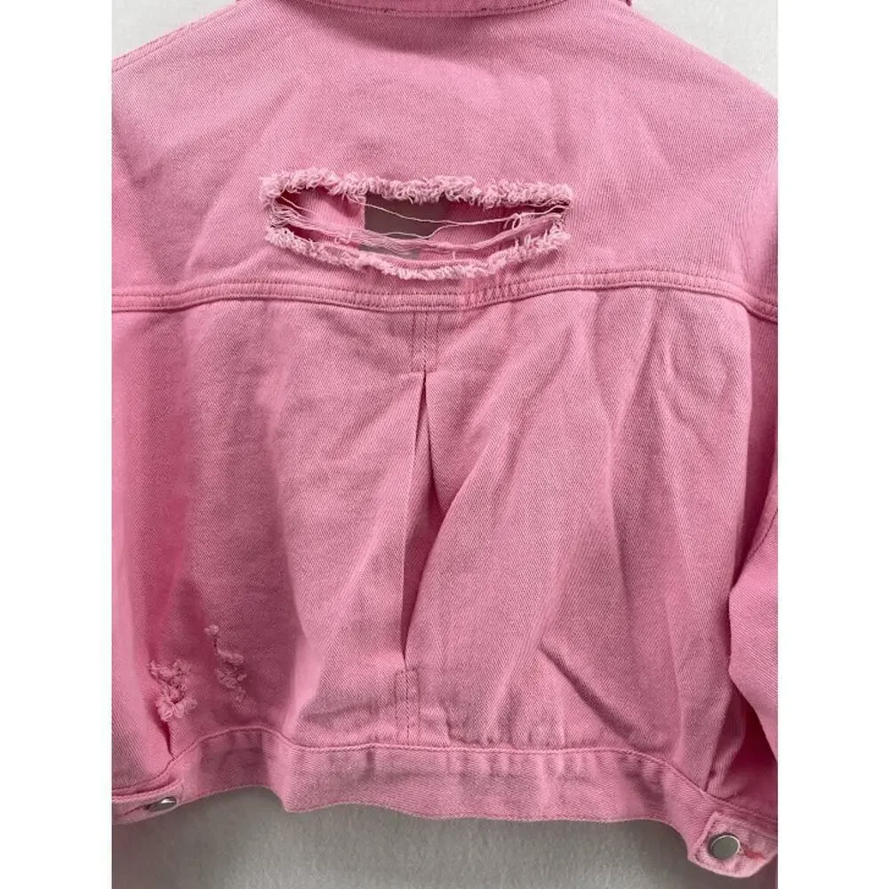 Blue B‎ Collection Boutique Pink Short Denim Jacket Size S/M NEW WITH TAGS